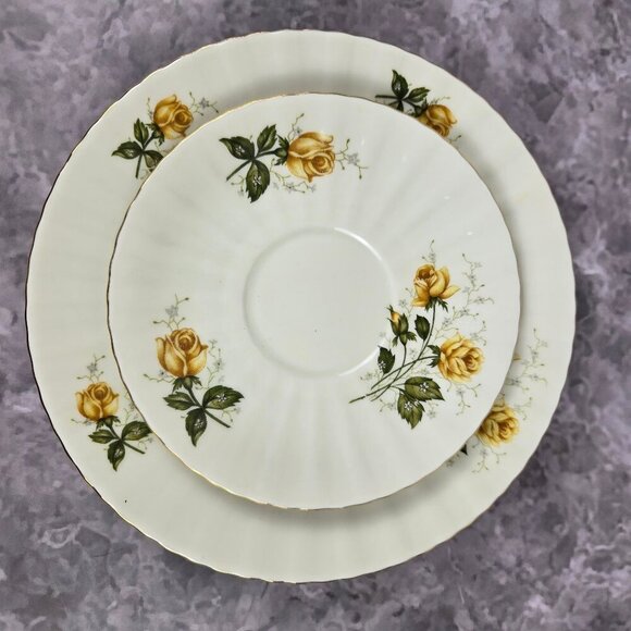 Royal China Seltmann Weiden Bavaria Yellow Rose 3 Pc Set Cup Saucer Bread Plate - Picture 7 of 16